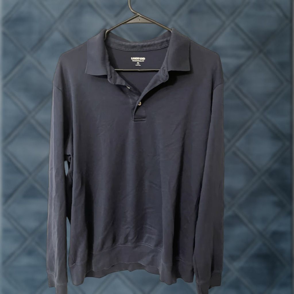 Lands' End VINTAGE Lands' End Polo Shirt Navy Blue Cotton Short Sleeve XL 46-48 Mens Classic Regular Knit Breathable 1990s? Style: Polo Distinctive? Size US XL / EU 56 / 4 - 1 Thumbnail