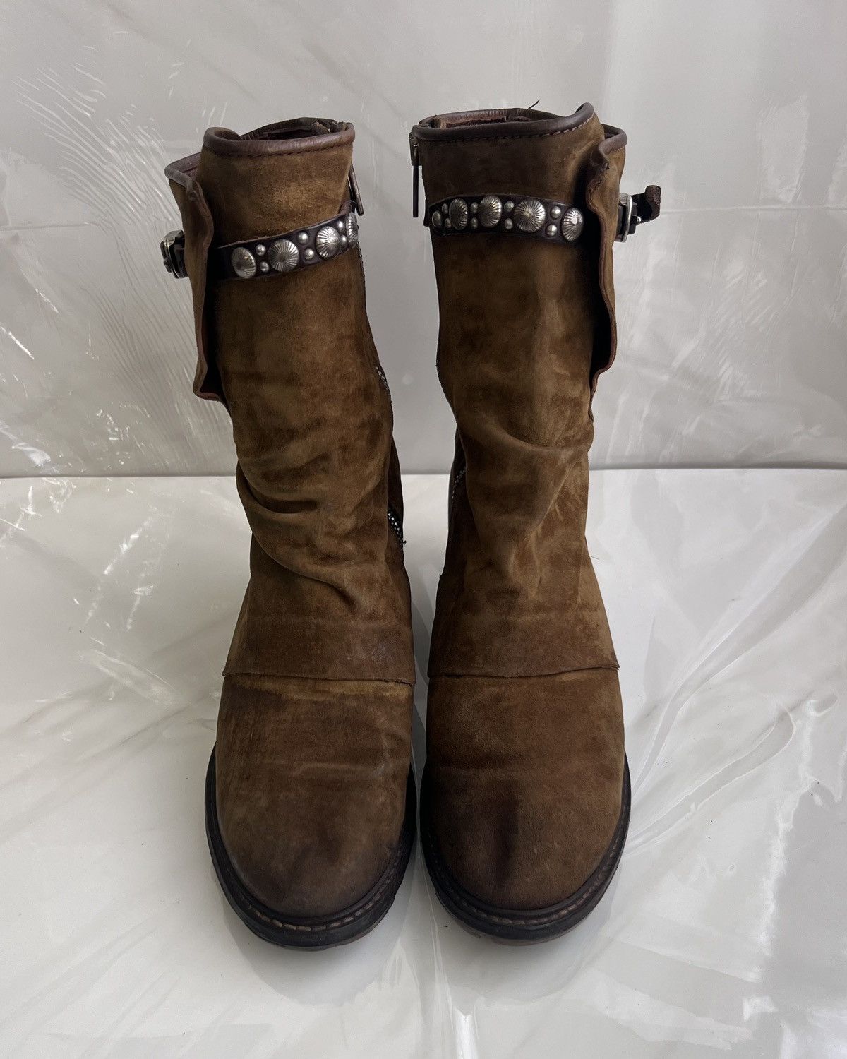 A.S.98 As 98 Airstep Zipper Boho Biker Green distressed boot Size US 8 / IT 38 - 12 Thumbnail