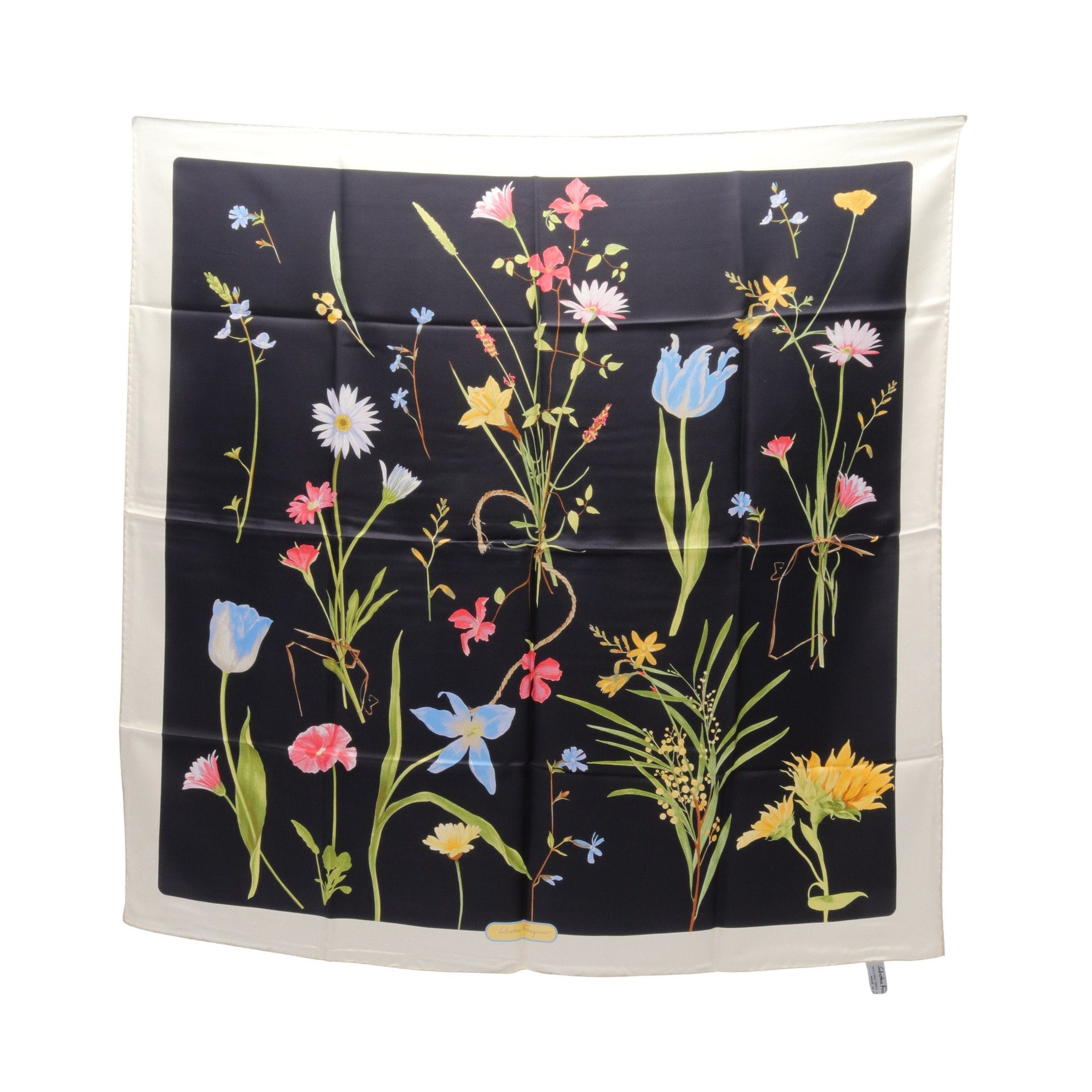 Salvatore Ferragamo Salvatore Ferragamo Scarf Silk Ivory Black Multicolor Size ONE SIZE - 1 Thumbnail