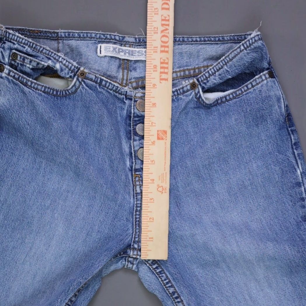Express VINTAGE Express Jeans Women 3/4R Blue Hipster Flare Y2K Bootcut Button Fly 90s Size 28" / US 6 / IT 42 - 6 Thumbnail