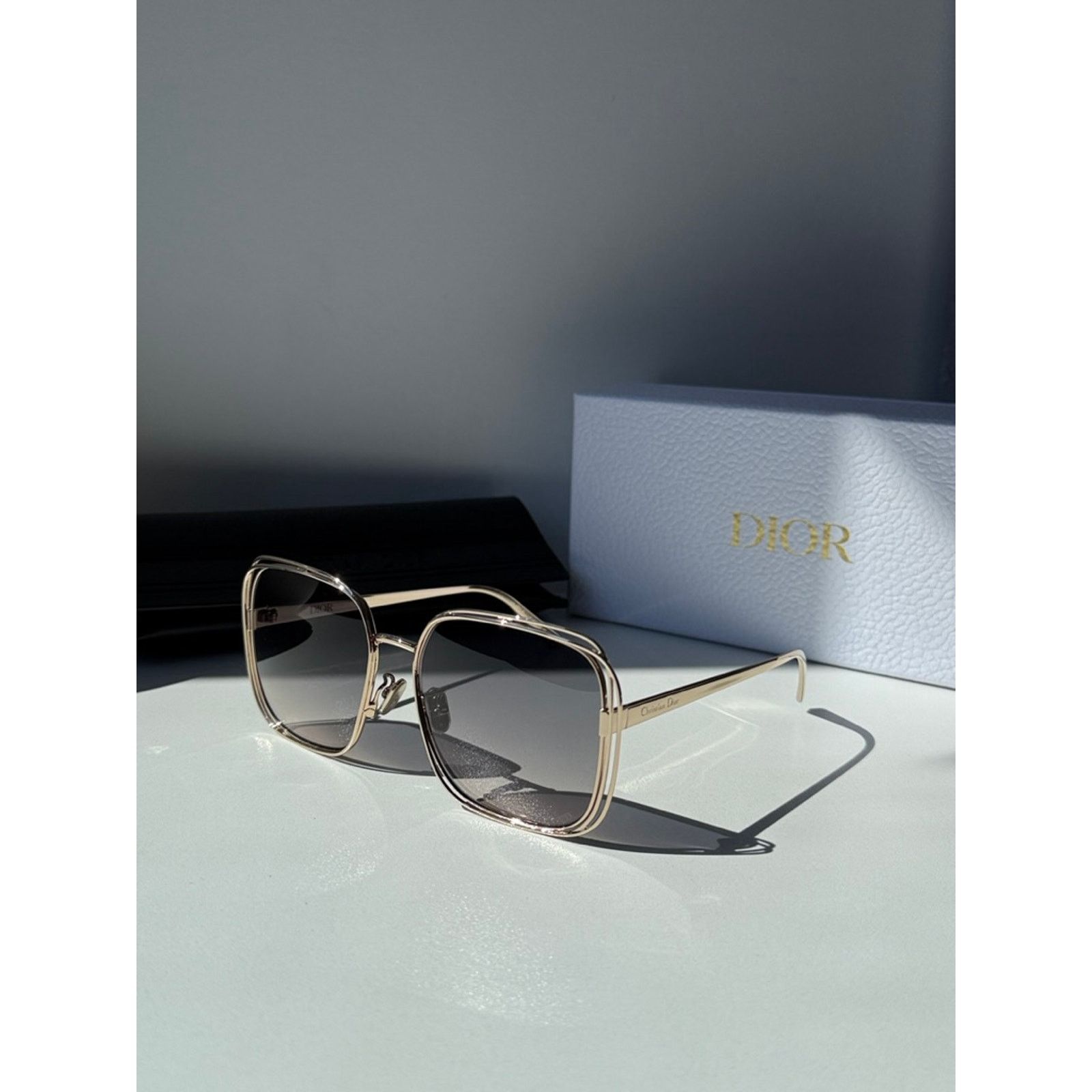Dior NEW Dior FilDior S1U Square Sunglasses in Gold Grey Size ONE SIZE - 2 Thumbnail