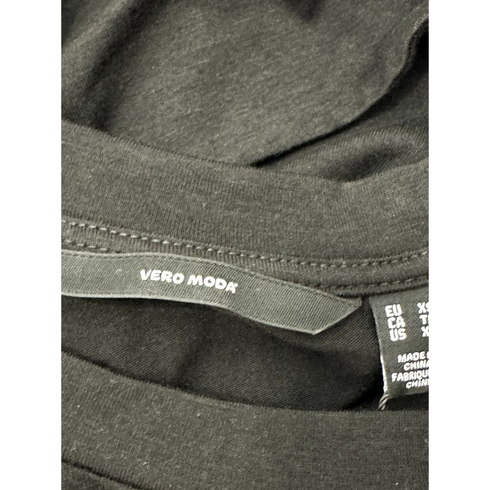 Other Vero Moda Nelly Top Ruched Knit Long Sleeves Black XS NWT Size XS / US 0-2 / IT 36-38 - 9 Thumbnail