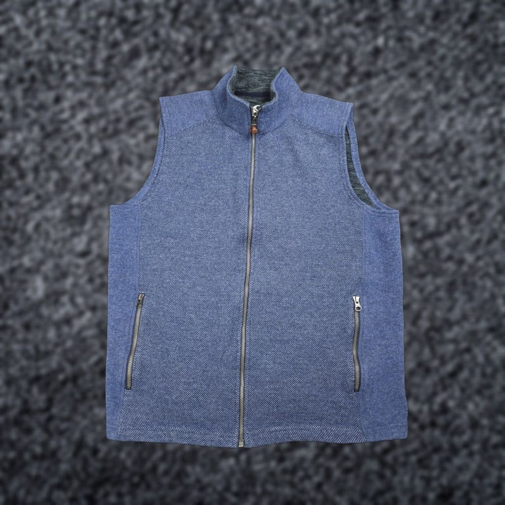 Vintage Overland Vest Mens Large Blue Wool Blend Full Zip Pockets High Neck Vest Size US L / EU 52-54 / 3 - 1 Thumbnail