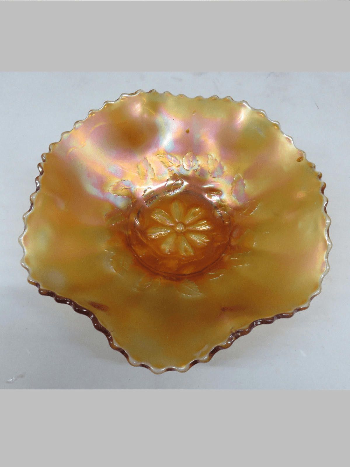 Fenton Fenton Marigold Carnival Glass Flower Ruffled Serving Bowl Size ONE SIZE - 1 Thumbnail