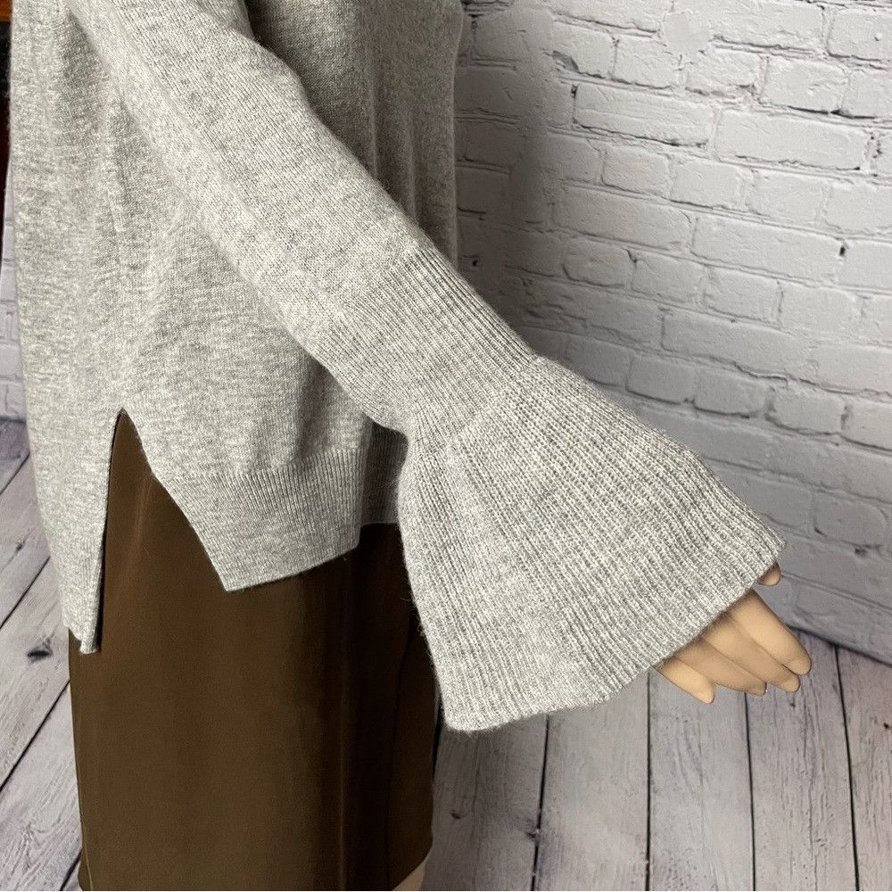 MILLY NWT New $350 Milly Wool Cashmere Ruffle Cuff Mock Neck Grey Size M / US 6-8 / IT 42-44 - 5 Thumbnail