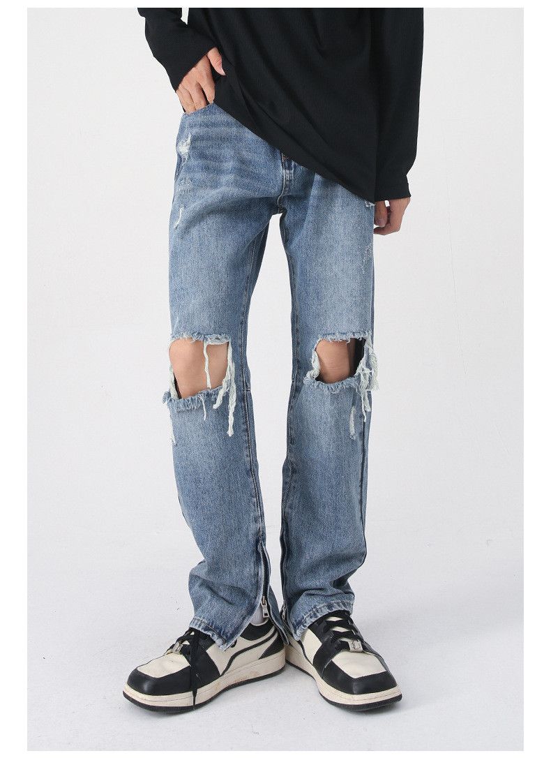 Japanese Brand × Vintage High street retro zipper slit washed ripped jeans y2k Size US 34 / EU 50 - 1 Thumbnail