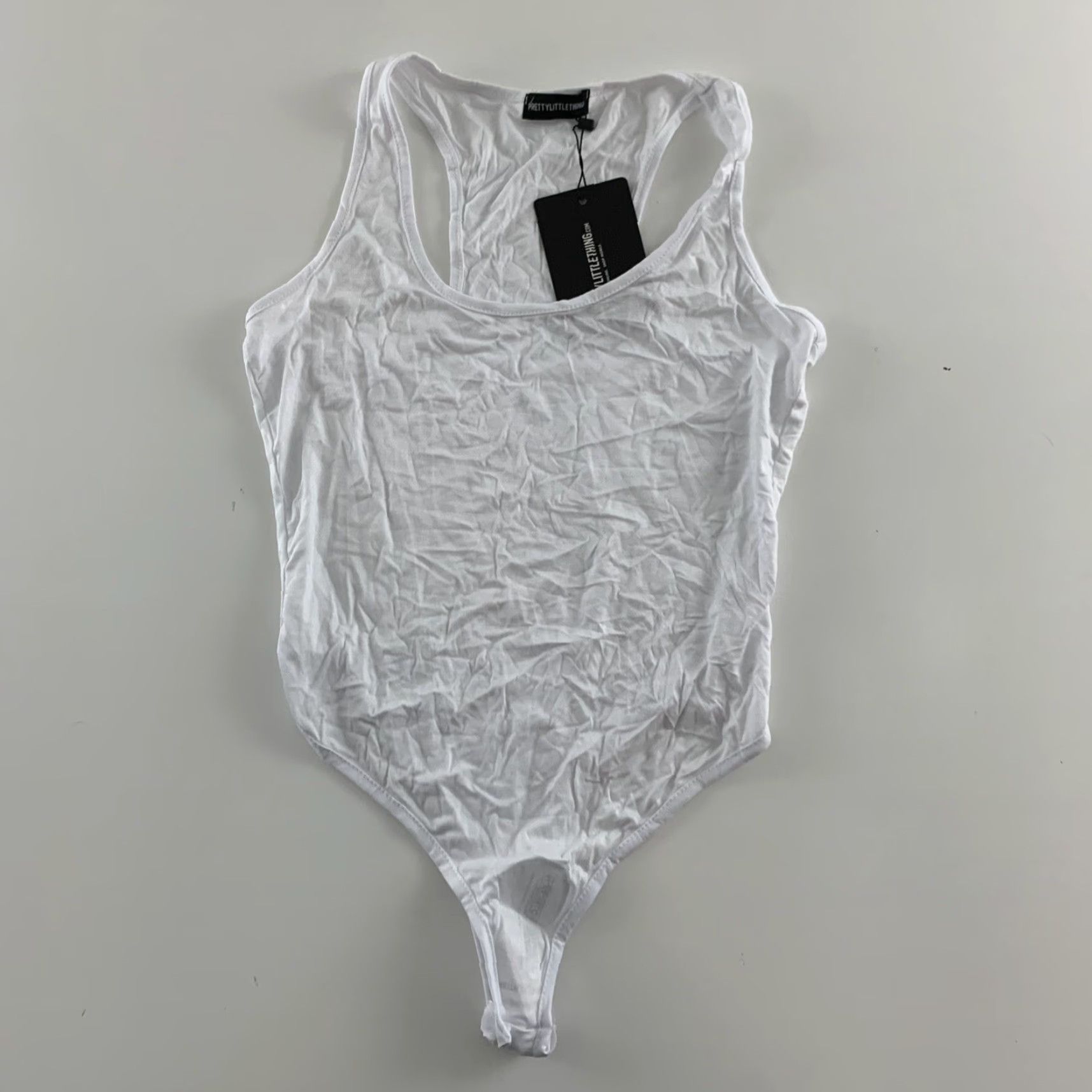 PrettyLittleThing PRETTYLITTLETHING Solid White Tank Bodysuit Women's 8 Shirt Bodysuit White 8 Womens Size M / US 6-8 / IT 42-44 - 2 Thumbnail