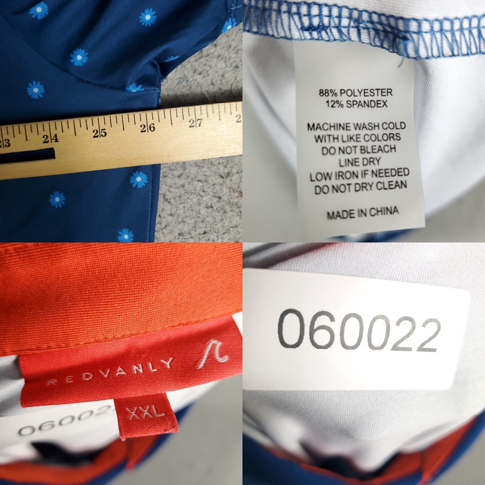 Vintage Redvanly Polo Shirt Mens 2XL Blue Floral Short Sleeve Golf Polo Shirt Casual Dress Shirt Men Size US XXL / EU 58 / 5 - 8 Thumbnail