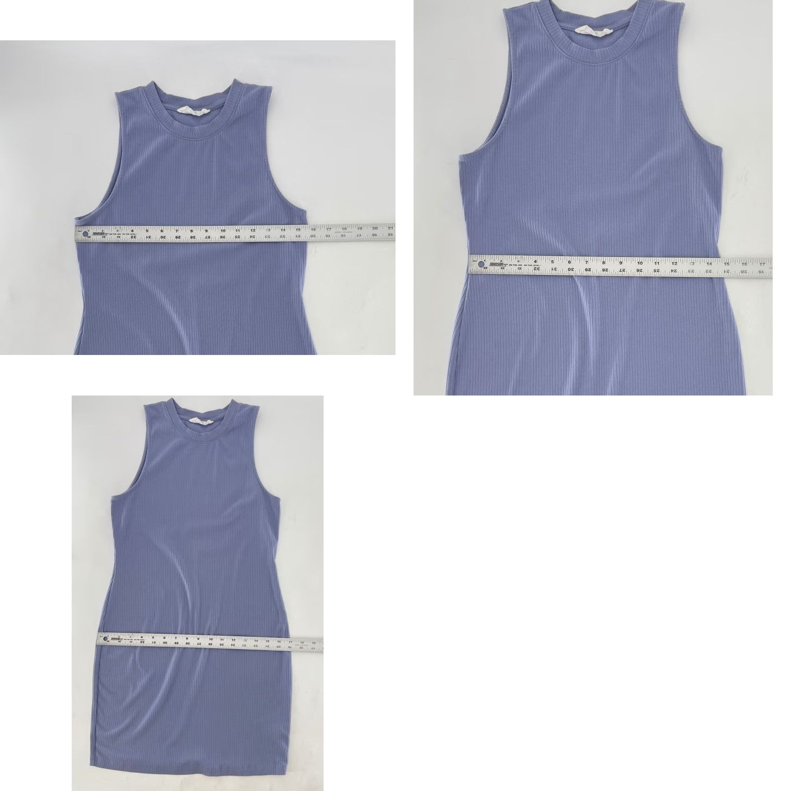 Doublet Double Zero Ribbed Knit Tank Dress Sleeveless Bodycon Midi Periwinkle Blue Womens L Size L / US 10 / IT 46 - 8 Thumbnail