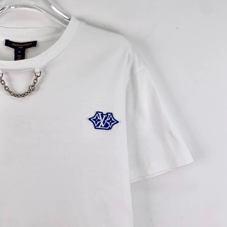 Louis Vuitton Louis Vuitton White logo embroidered cotton crewneck T-shi Size M / US 6-8 / IT 42-44 - 3 Thumbnail