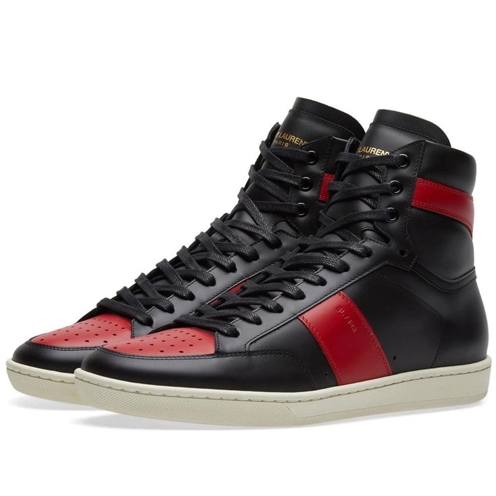 Saint Laurent Paris Saint Laurent Sl01 High Top Sneakers Black Red Men’s EU 40/U Size US 7 / EU 40 - 1 Thumbnail
