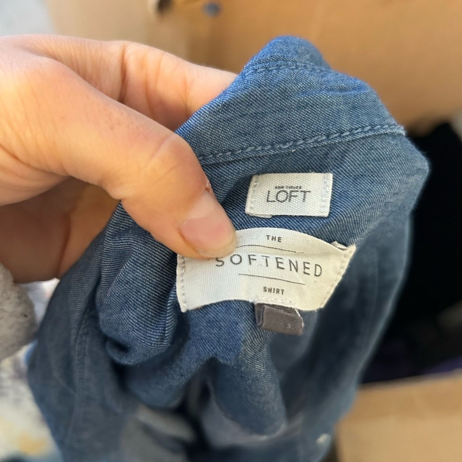 Loft Loft Blue Chambray Softened Shirt Size XL / US 12-14 / IT 48-50 - 3 Thumbnail