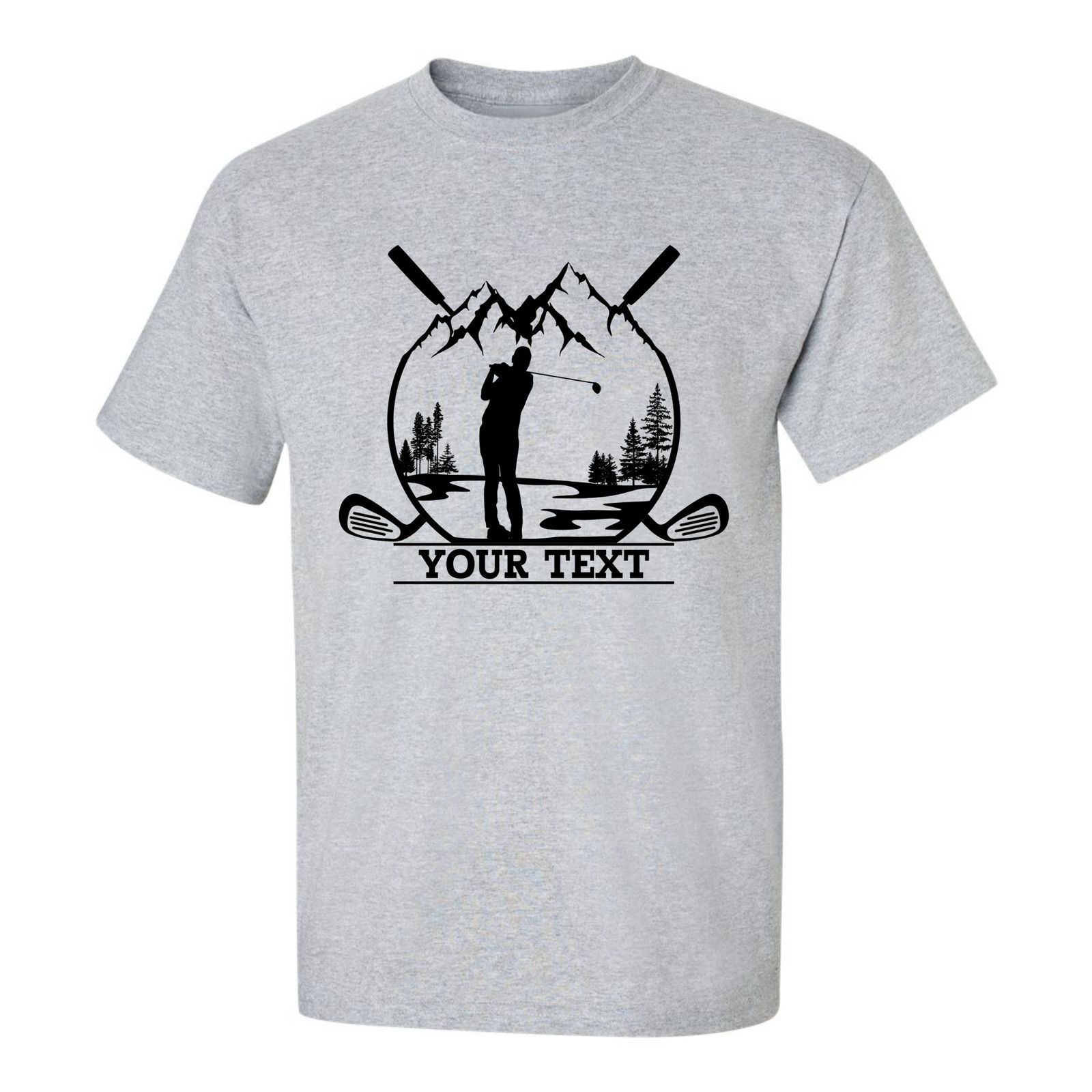 Gildan Personalized Golfer in Nature Scenery Custom Text T-Shirt Size US L / EU 52-54 / 3 - 10 Thumbnail
