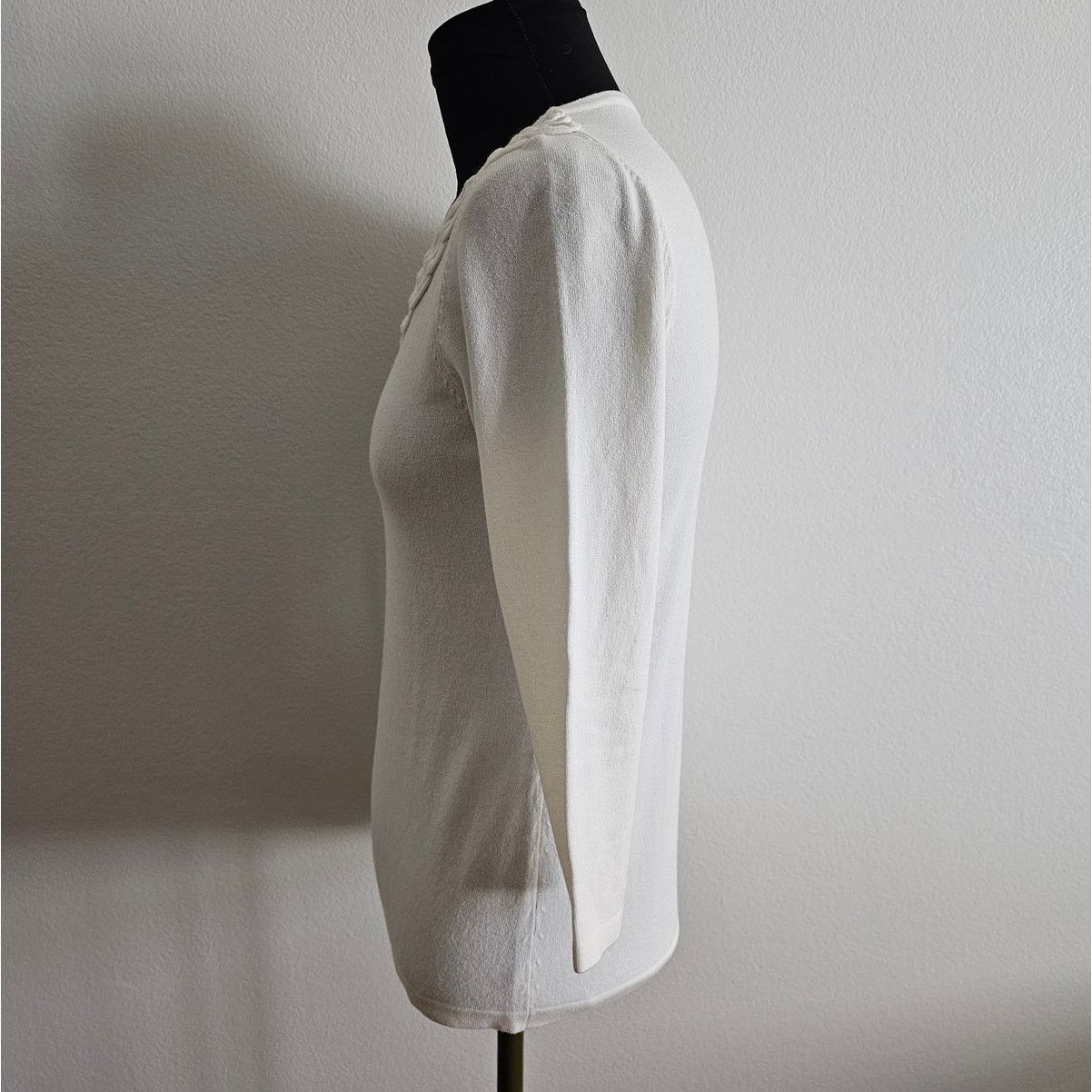 J.McLaughlin J. Mclaughlin Off-White Print Cotton 3/4 Sleeves Sweater XS Size XS / US 0-2 / IT 36-38 - 3 Thumbnail