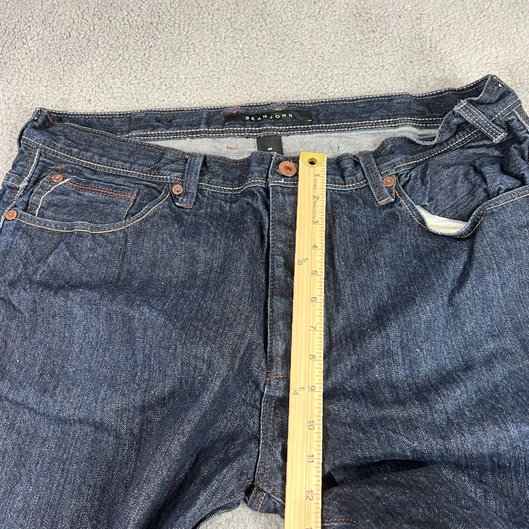 Sean John VINTAGE Sean John Mens Jeans 40x32 Dark Blue Denim Straight Fit Pockets Casual Button Fly Size US 40 / EU 56 - 3 Thumbnail