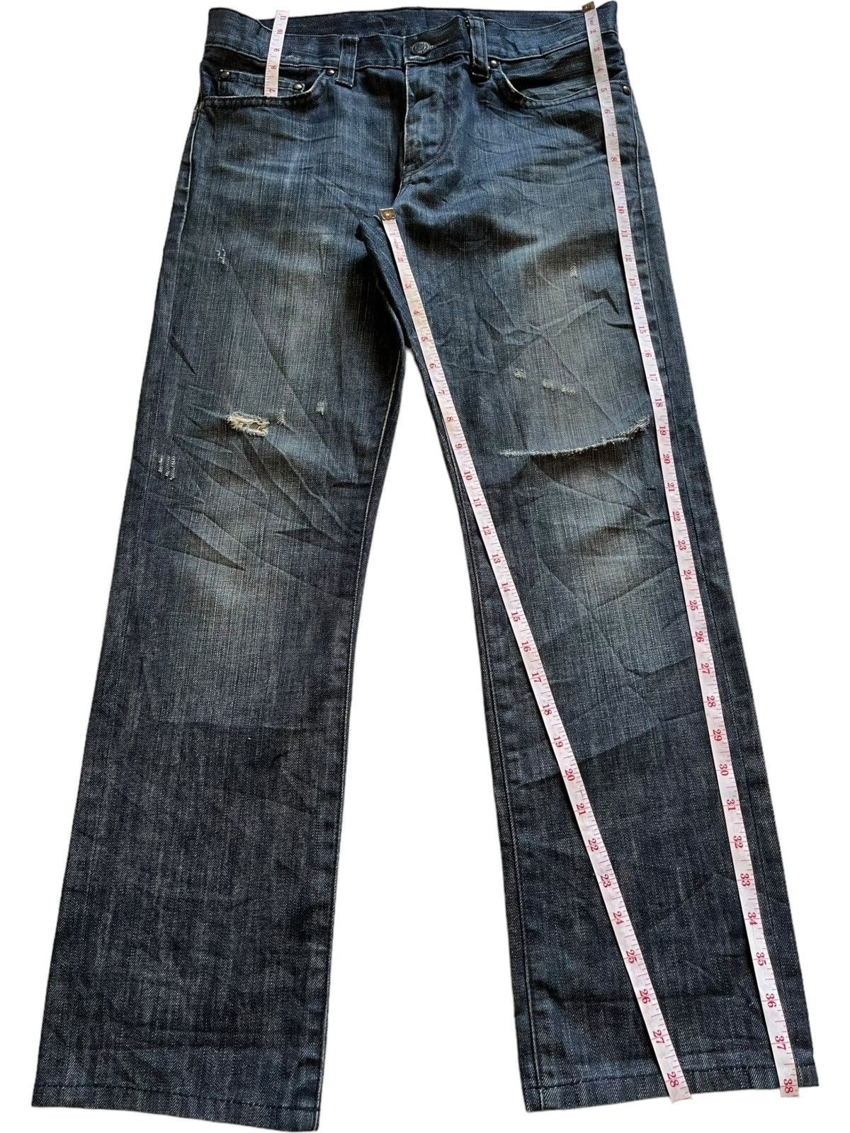 Japanese Brand × Uniqlo SALES🔥Vintage Uniqlo Mud Wash Distressed Slim Fit Jeans Size US 32 / EU 48 - 12 Thumbnail