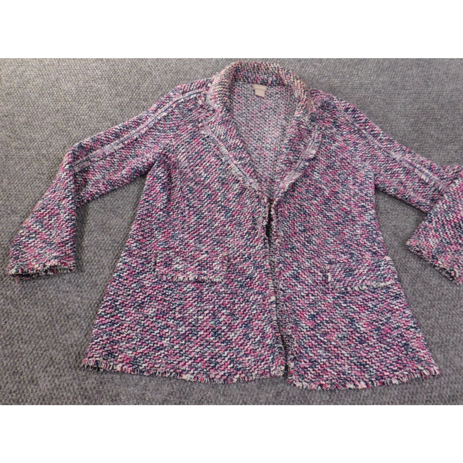 Vintage Chico's Purple Open Knit Blazer Jacket Women Regular Size 2 Geometric Pattern Long Sleeve Cotton Casual Size XS / US 0-2 / IT 36-38 - 4 Thumbnail