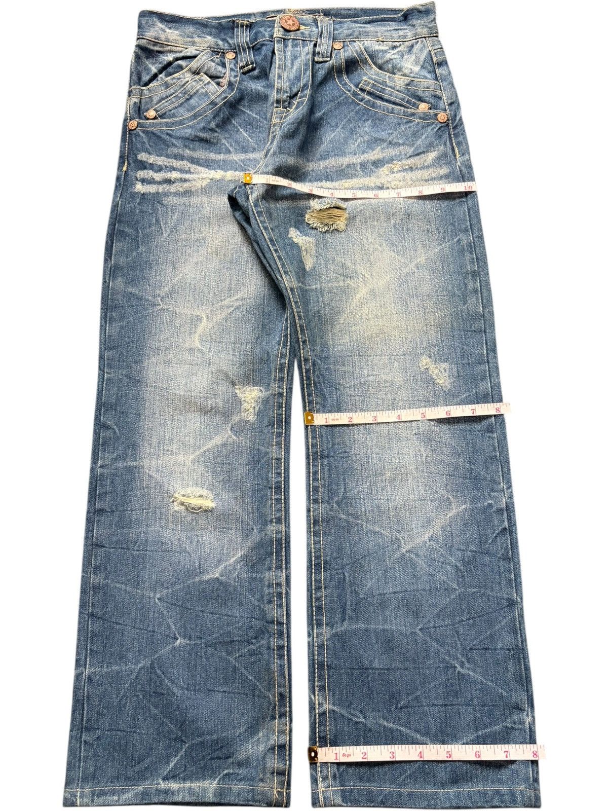 Ksubi Vintage Japanese Brand Groovy Printed Distressed Jeans Size 29" - 8 Thumbnail