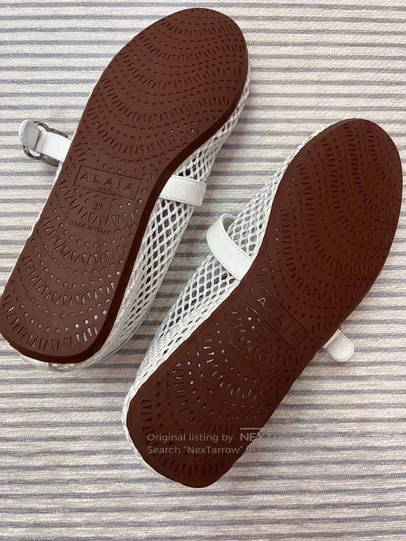 Alaia Alaia White Net Women's Dance Flat Shoes Size US 6.5 / IT 36.5 - 4 Thumbnail