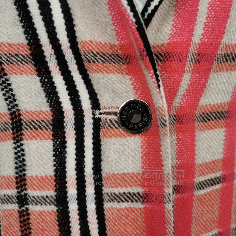 Hermes Hermes Wool Color-blocked Checkered Lapel Buttoned and Tie Size XS / US 0-2 / IT 36-38 - 3 Thumbnail