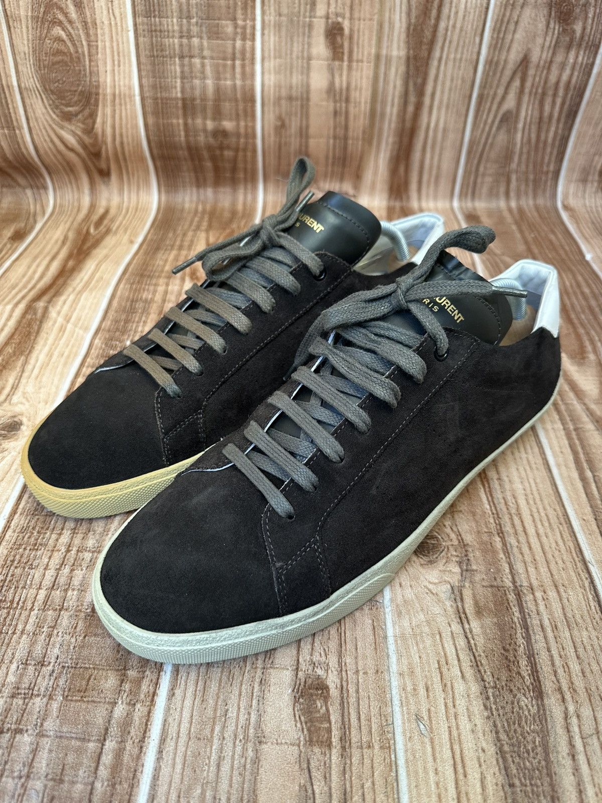 Saint Laurent Paris Saint Laurent HEDI SLI Court Classic Low-Top Suede Trainers Size US 12 / EU 45 - 1 Thumbnail