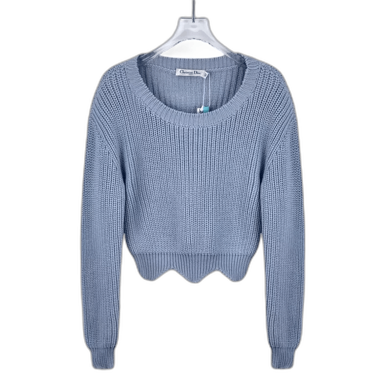 Dior Blue Wool Knitted Long Sleeve Sweater Size US XXS / EU 40 - 1 Thumbnail