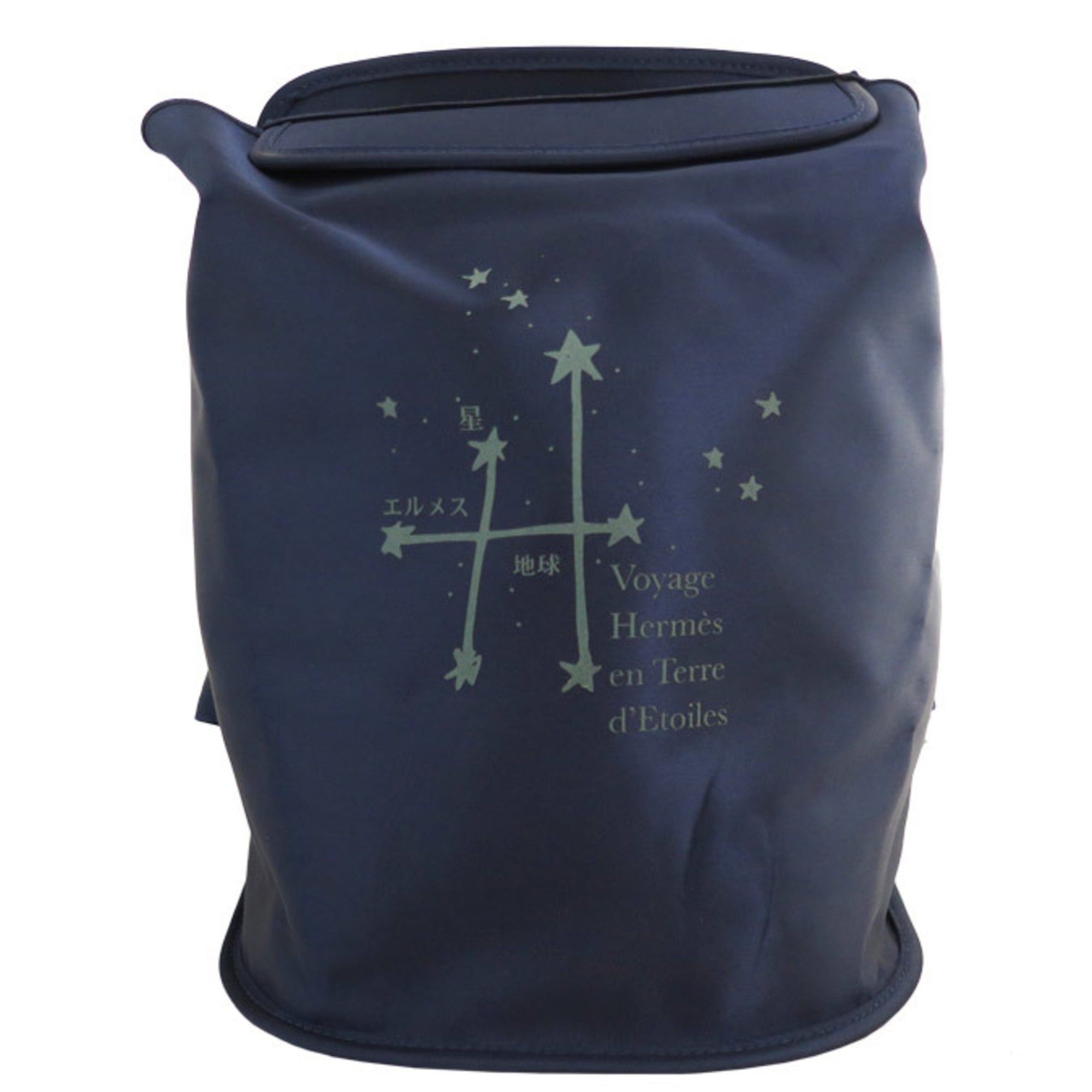 image of Hermes Rucksack Travel Exhibition Limited Sherpa Navy Nylon Bag Backpack Women's Men's in Black