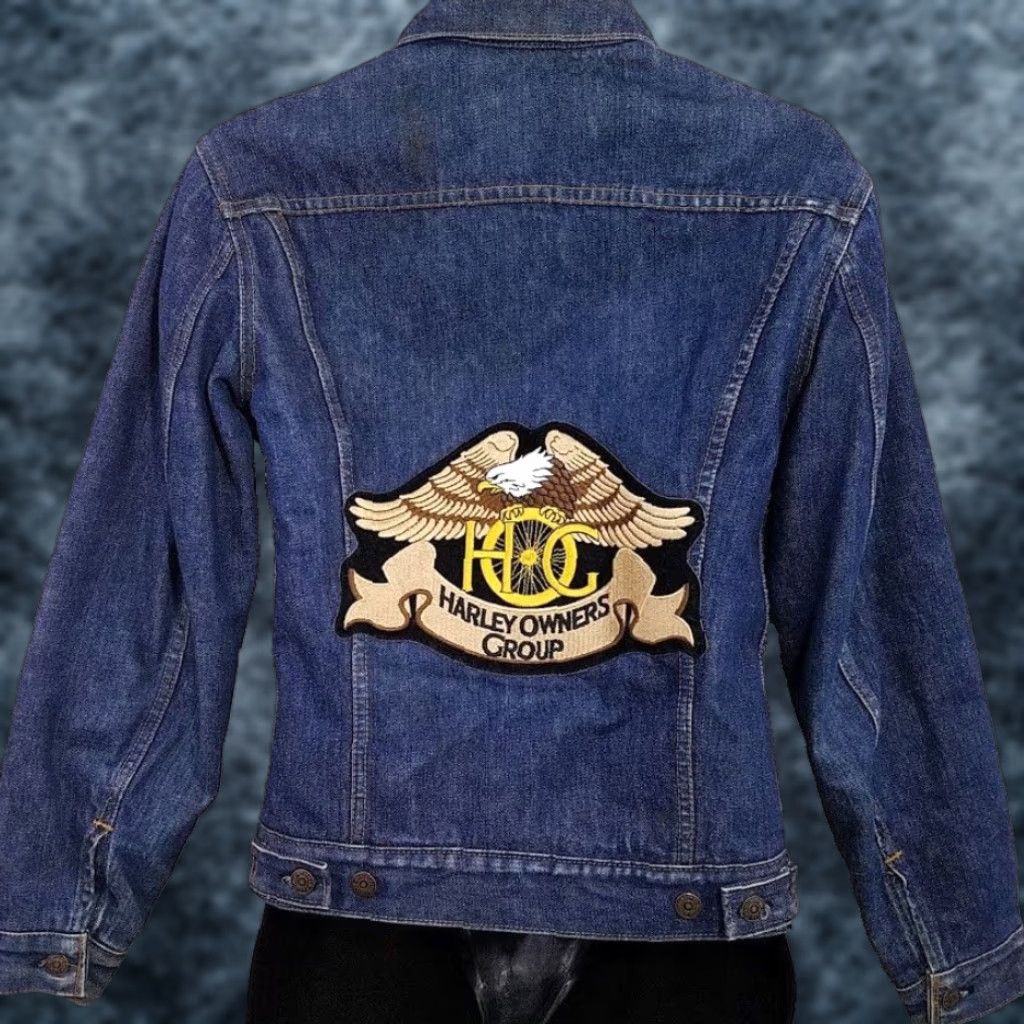 Levi's VINTAGE Harley Owners Group Levis Denim Trucker Jacket Mens Small Blue 80s Size US S / EU 44-46 / 1 - 1 Thumbnail