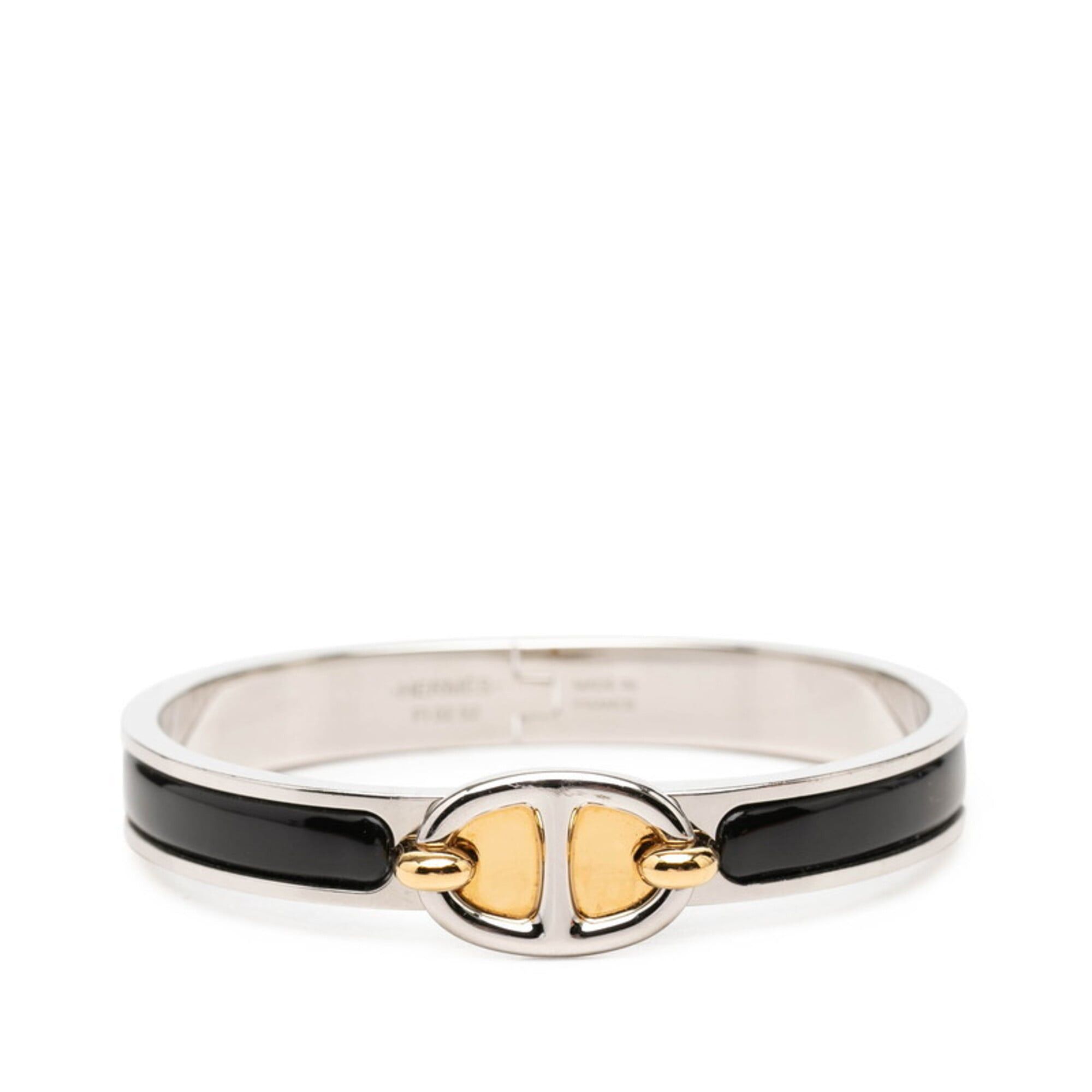 Hermes Hermes Mini Click Chaine d'Ancre Bracelet, Silver, Black Metal Enamel, Women's HERMES Size ONE SIZE - 1 Thumbnail