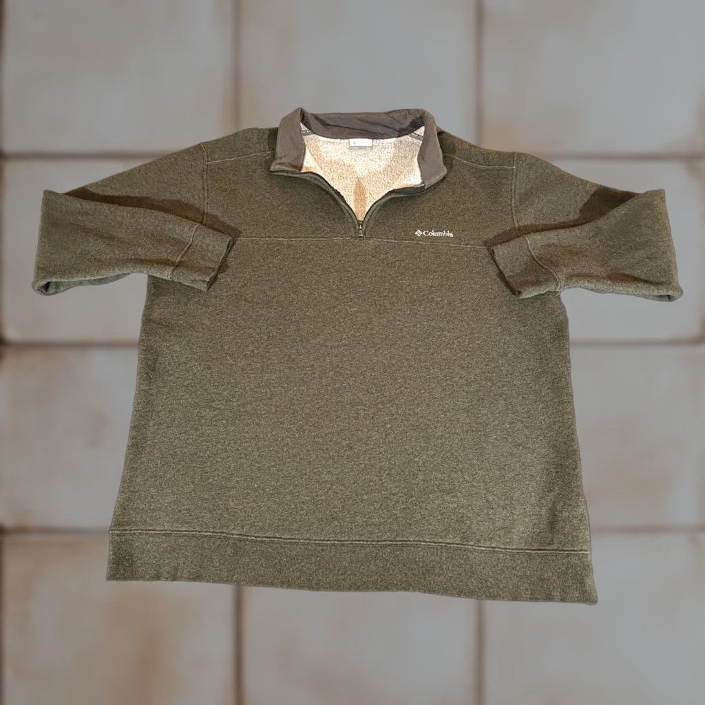 Vintage Columbia Sweatshirt Men 2XL Sherpa Fleece 1/4 Zip Pullover Hart Mountain Green Quilt Zipper Logo Pattern Solid Hiking Mens 2XL Size US XXL / EU 58 / 5 - 1 Thumbnail