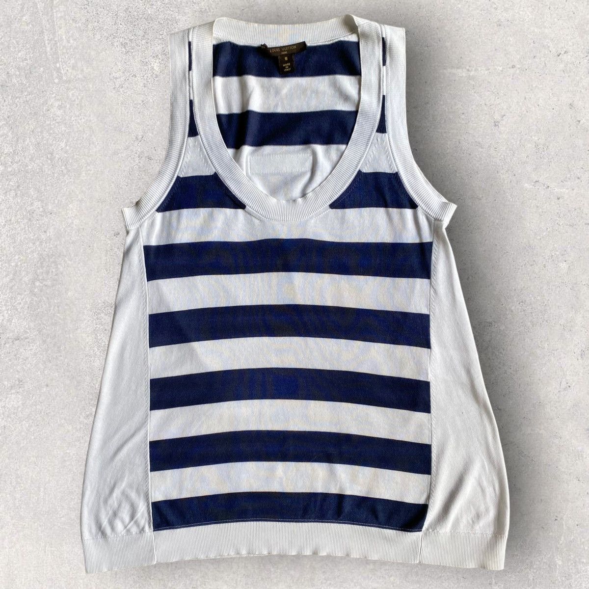 image of Louis Vuitton Resort 2012 Stripes Tank Top in Navy, Women's (Size Small)