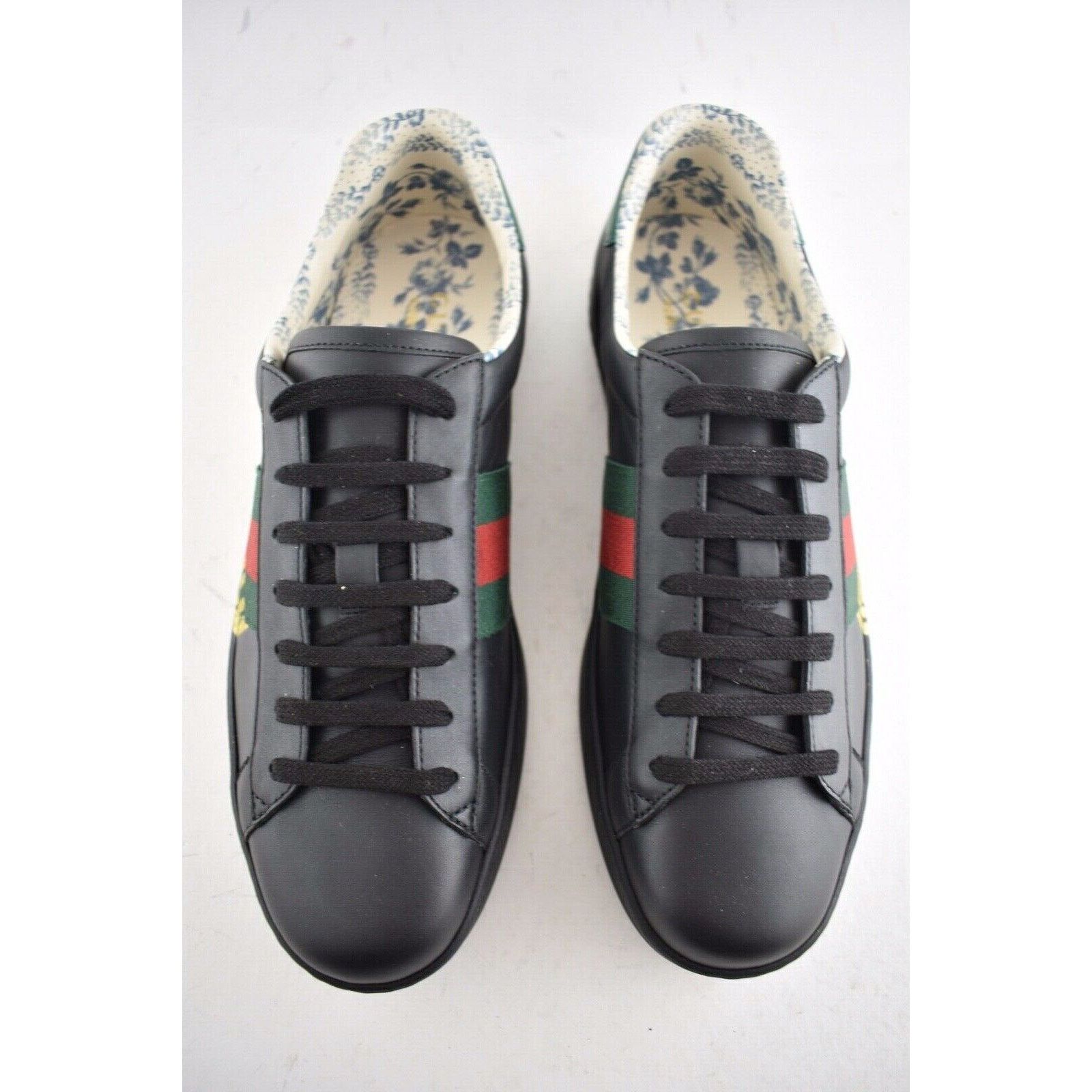 Gucci Gucci Mens Black New Ace Guccy Leather Gold Flat Low Top Size US 9 / EU 42 - 6 Thumbnail