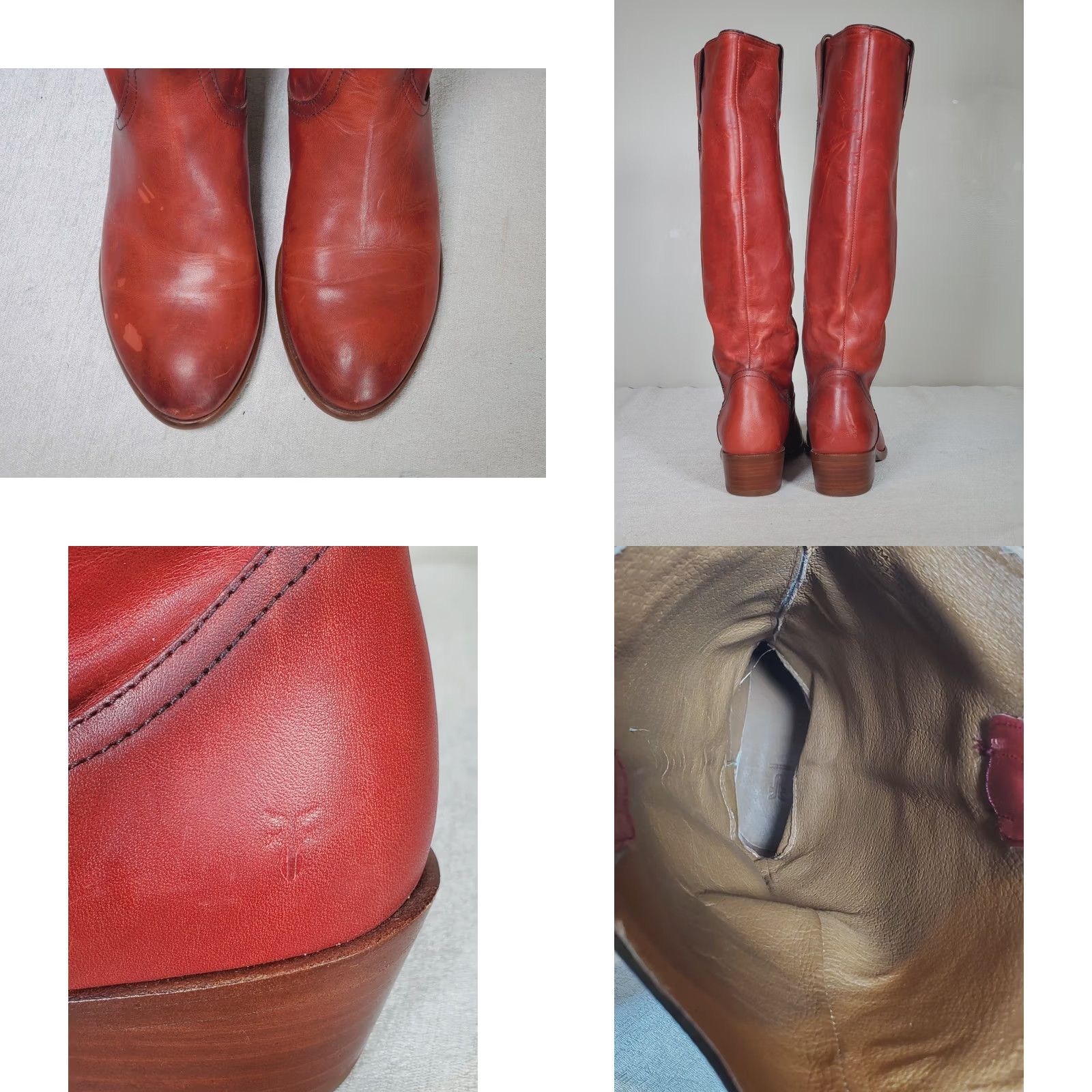 Frye FRYE Carson Pull On Tall Riding Boots Crimson Red 3470833-CMJ Women's US 7.5 M Boots Riding Leather Shaft 15" Black? Size US 8 / IT 38 - 8 Thumbnail