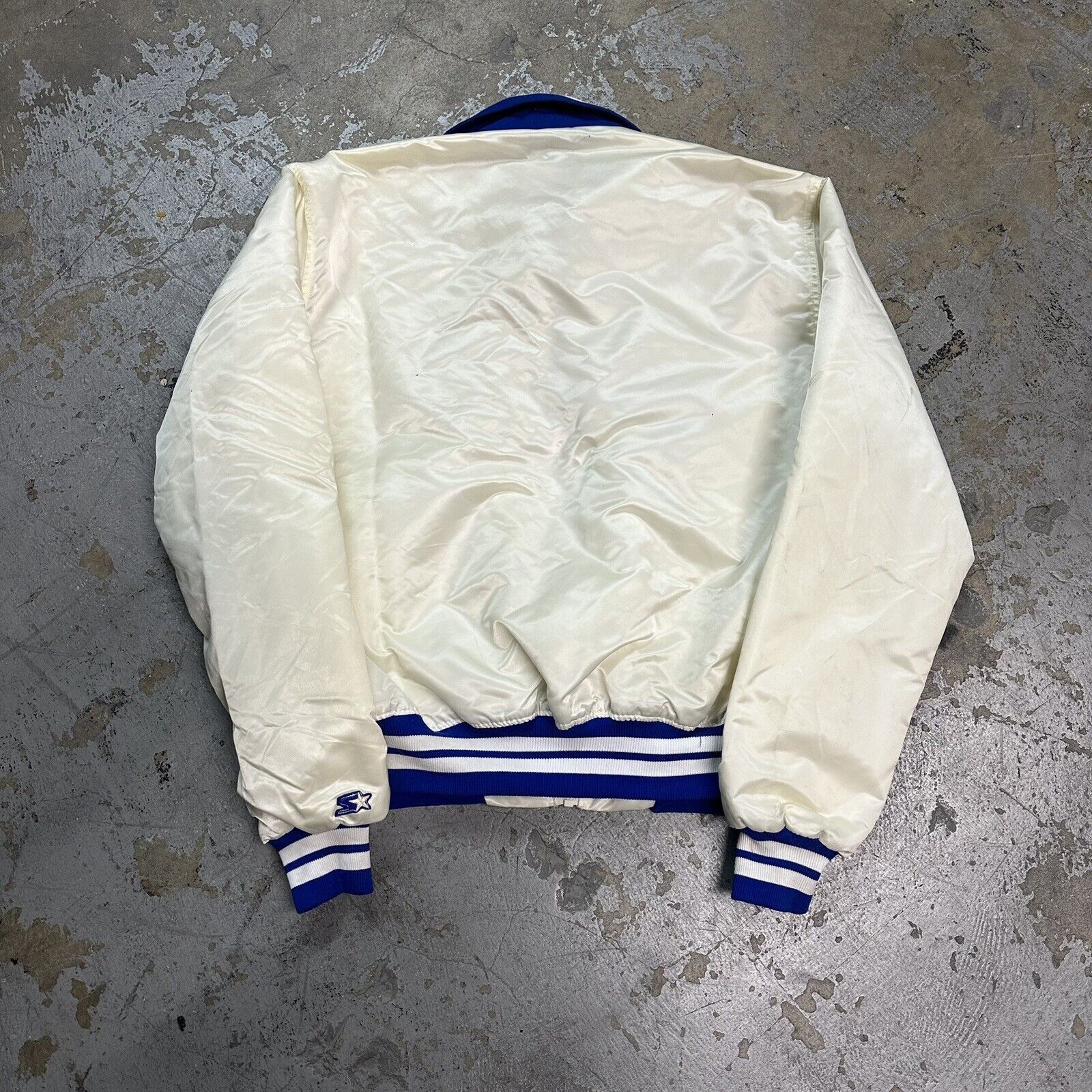 MLB × Starter Vintage 80s Starter Los Angeles Dodgers White Satin Jacket Size US XL / EU 56 / 4 - 4 Thumbnail