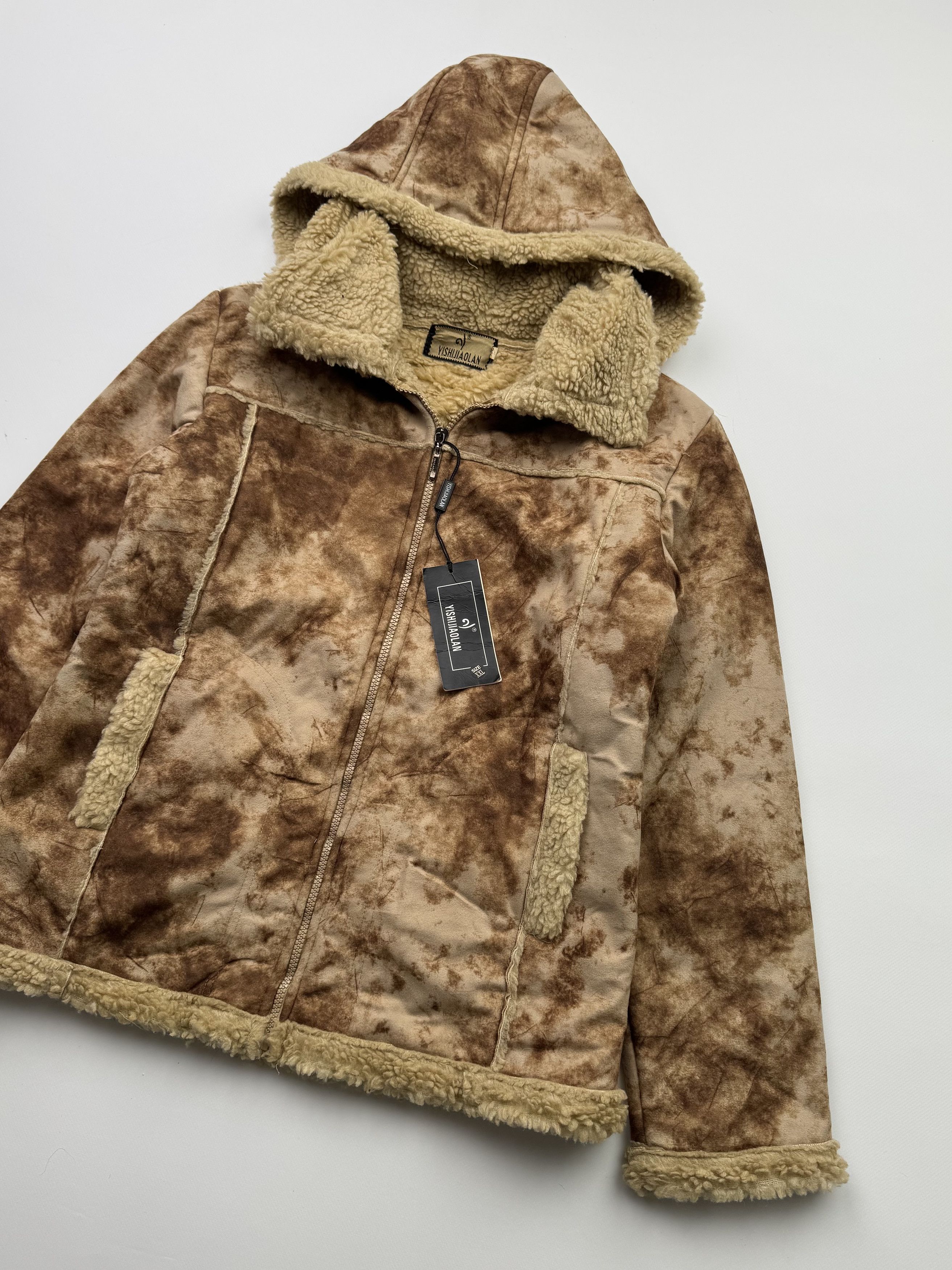 Vintage Vintage Faux Sheepskin Faded Hooded Jacket B527(V56)E2 Size M / US 6-8 / IT 42-44 - 3 Thumbnail