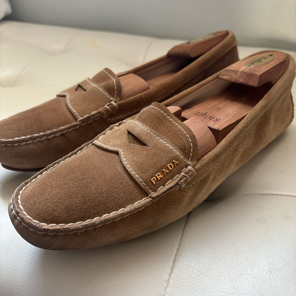 Prada Prada Brown Suede Penny Loafers Size US 9.5 / IT 39.5 - 1 Thumbnail