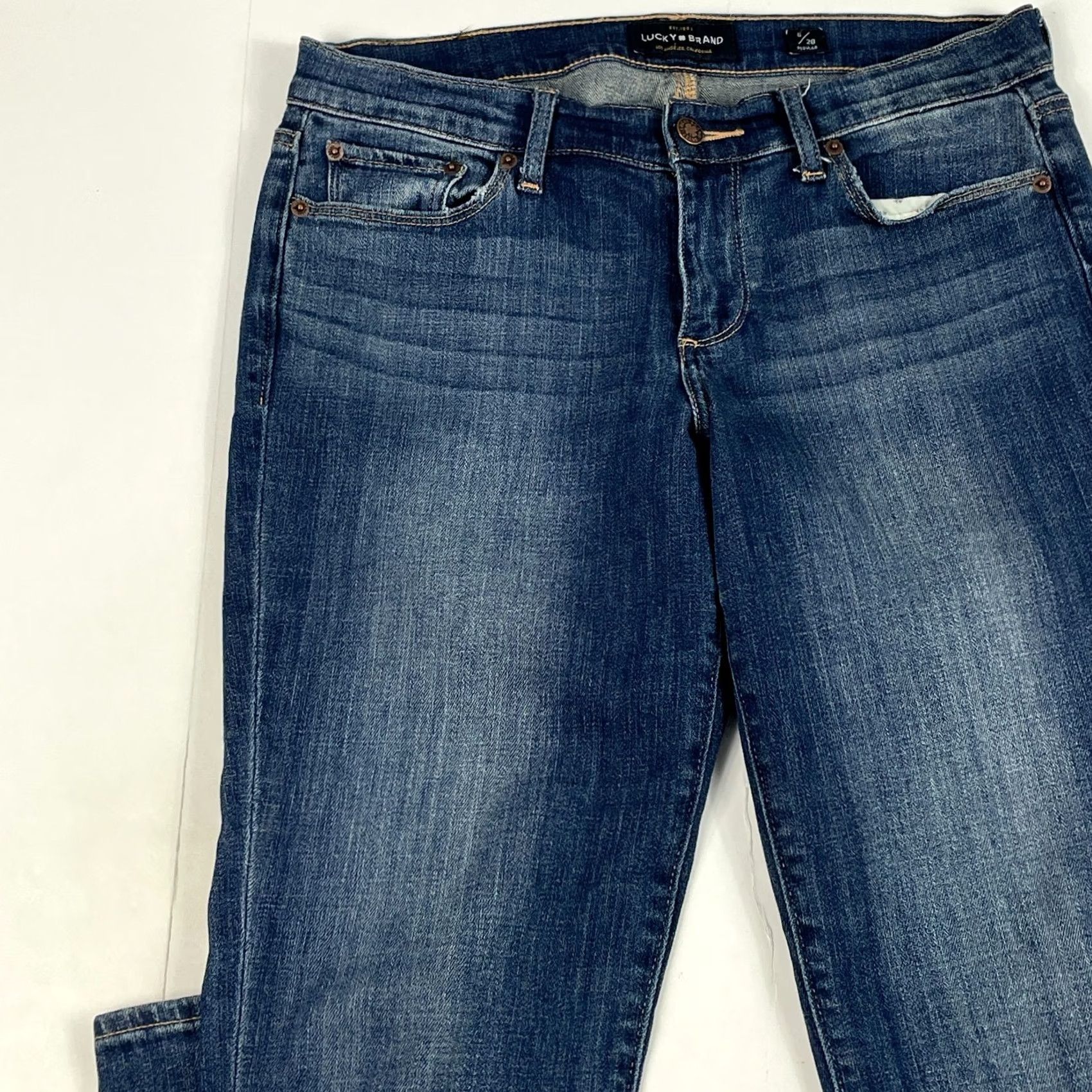 Lucky Brand Lucky Brand Jeans Womens 6 / 28 Sweet Straight Leg Dark Wash Denim Blue Stretch Size 24" / US 00 / IT 34 - 2 Thumbnail