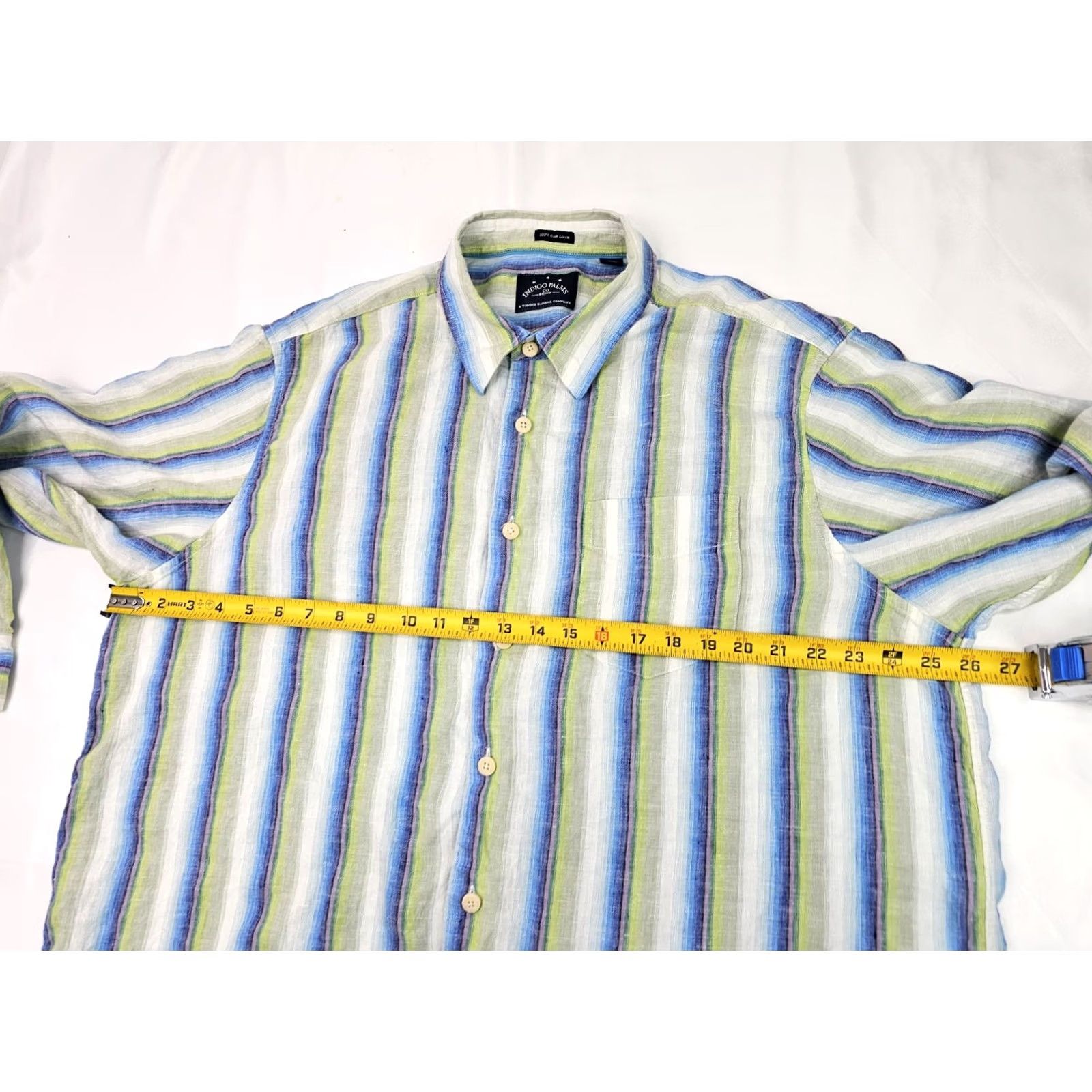 Tommy Bahama Tommy Bahama Indigo Palms Button-Up Shirt Multicolor Stripe 100% Linen LG Adults Mens Large Size US L / EU 52-54 / 3 - 4 Thumbnail
