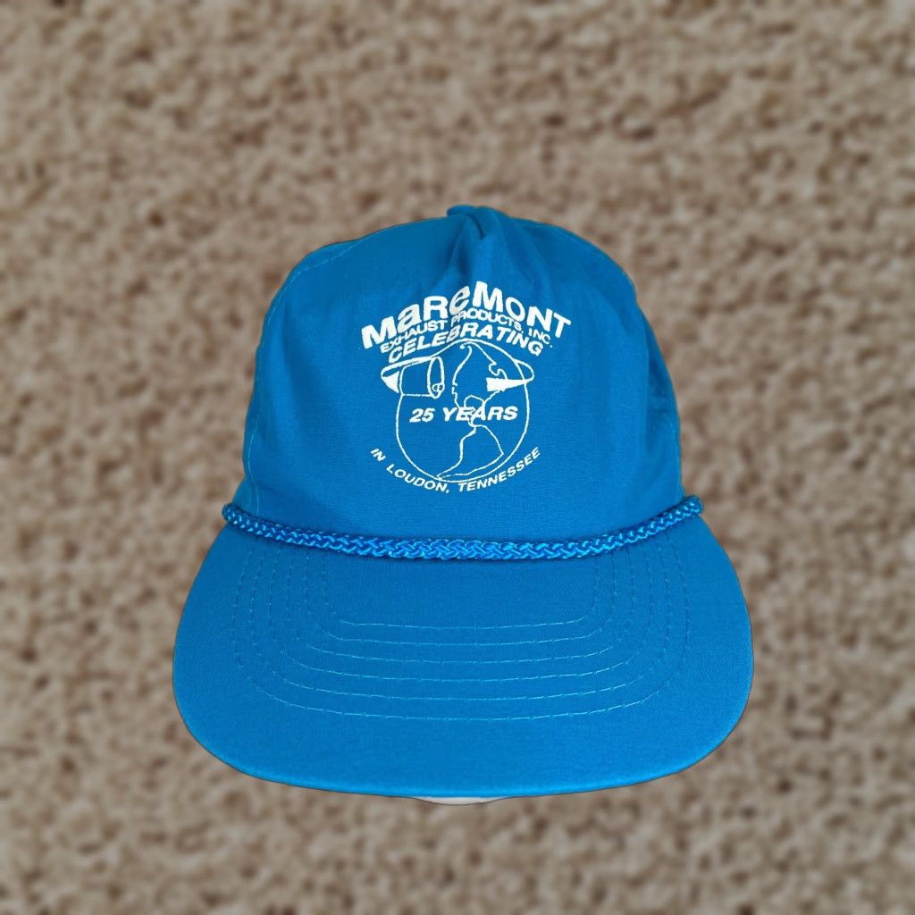 Vintage Maremont Exhaust Products Inc Hat Cap Strap Back Adult Blue 25 Years 90s Cars Exhaust Baseball Cap Adjustable Mens Blue Cap Size ONE SIZE - 1 Thumbnail