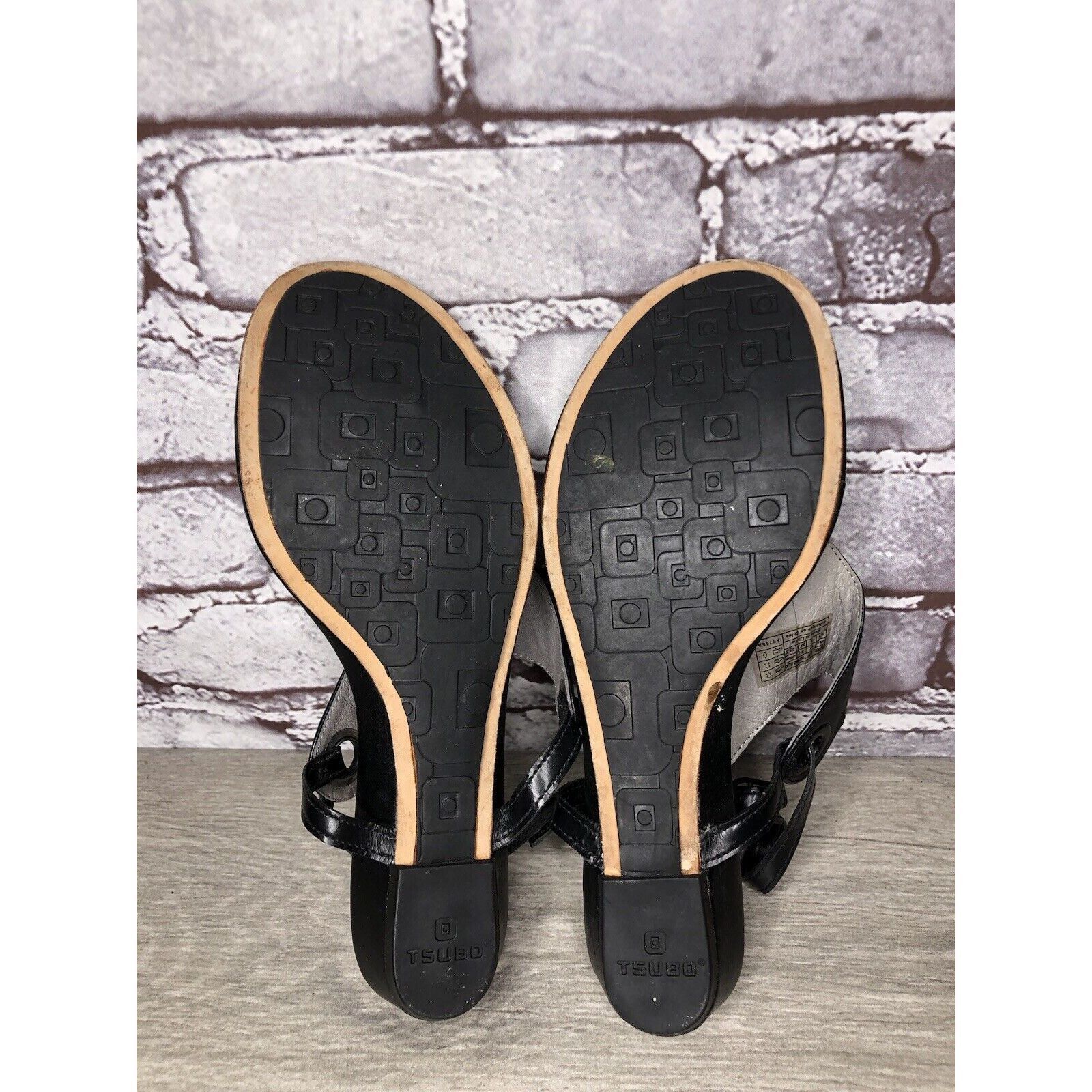 TSUBO TSUBO Black Leather Ankle Strap Wedge Thong Sandals Women’s Size US 6.5 / IT 36.5 - 17 Thumbnail