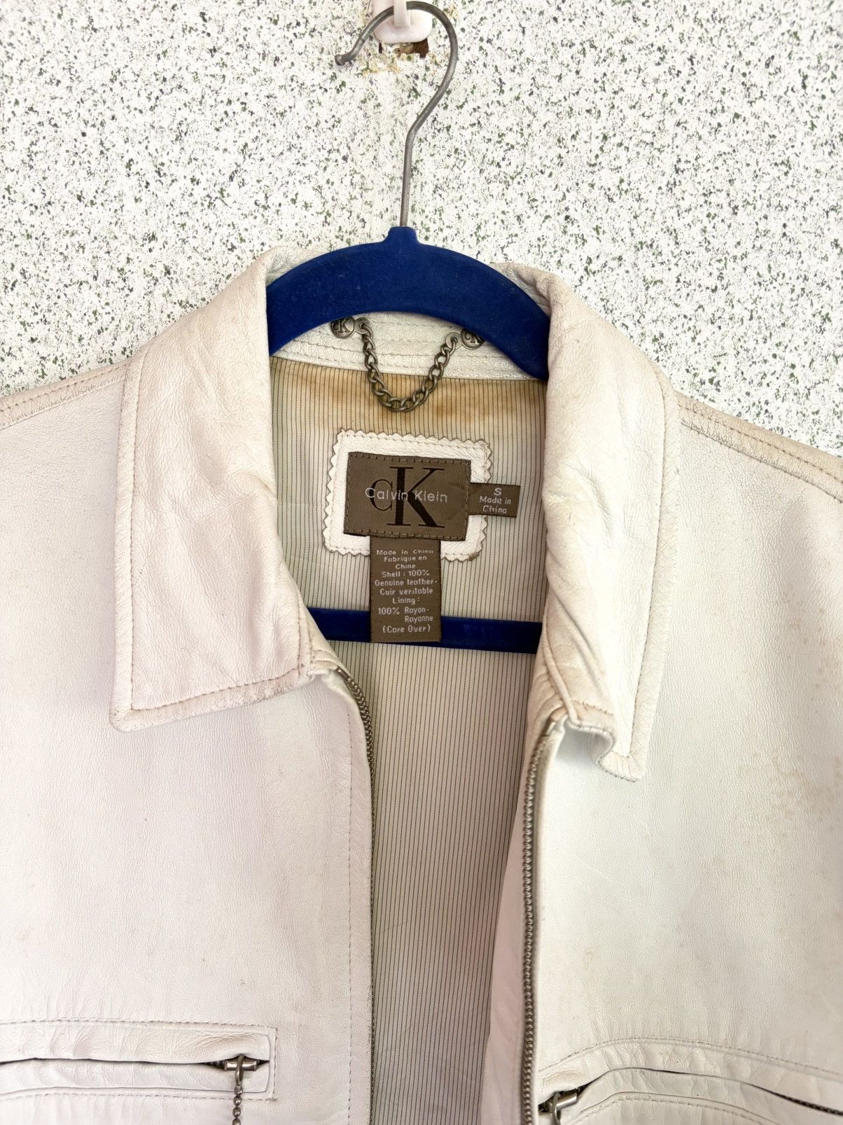 Calvin Klein Calvin Klein Cream Leather Jacket Rare Minimalist Boxy Fit Size US S / EU 44-46 / 1 - 12 Thumbnail