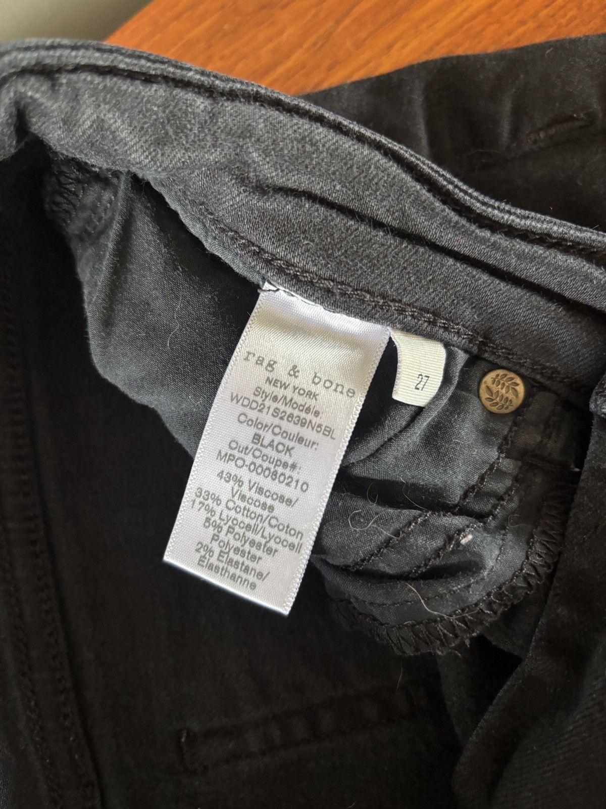 Rag & Bone Rag & Bone Fit 2 Slim Jeans Distressed Denim Womens Black 27 Size 27" / US 4 / IT 40 - 5 Thumbnail