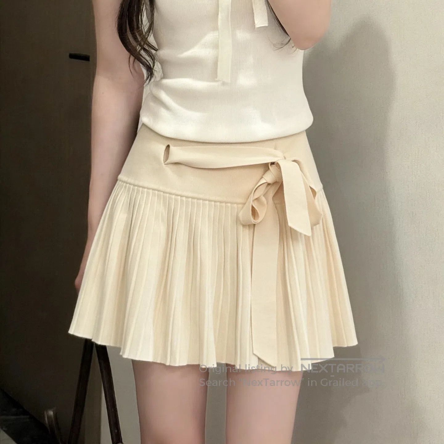 Hermes Hermes Beige Knit Pleated Skirt| Size 35" - 7 Thumbnail