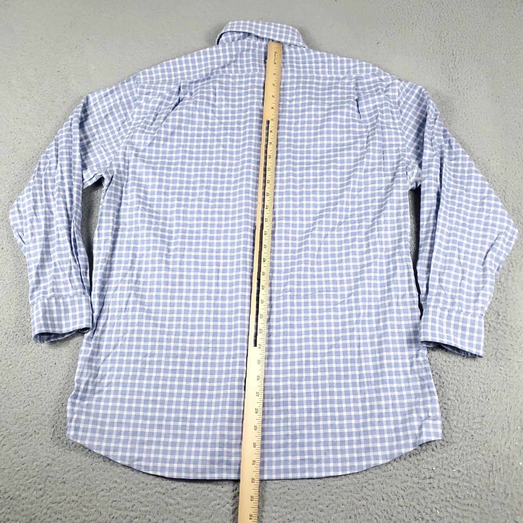 Tommy Hilfiger Tommy Hilfiger Dress Shirt Mens 16.5 Blue Check Long Sleeve Button-Down Regular Fit Size 42R - 5 Thumbnail
