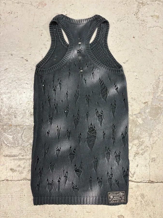 Diesel × Vintage Diesel Destroyed Black Wool Tank Top Size S / US 4 / IT 40 - 4 Thumbnail