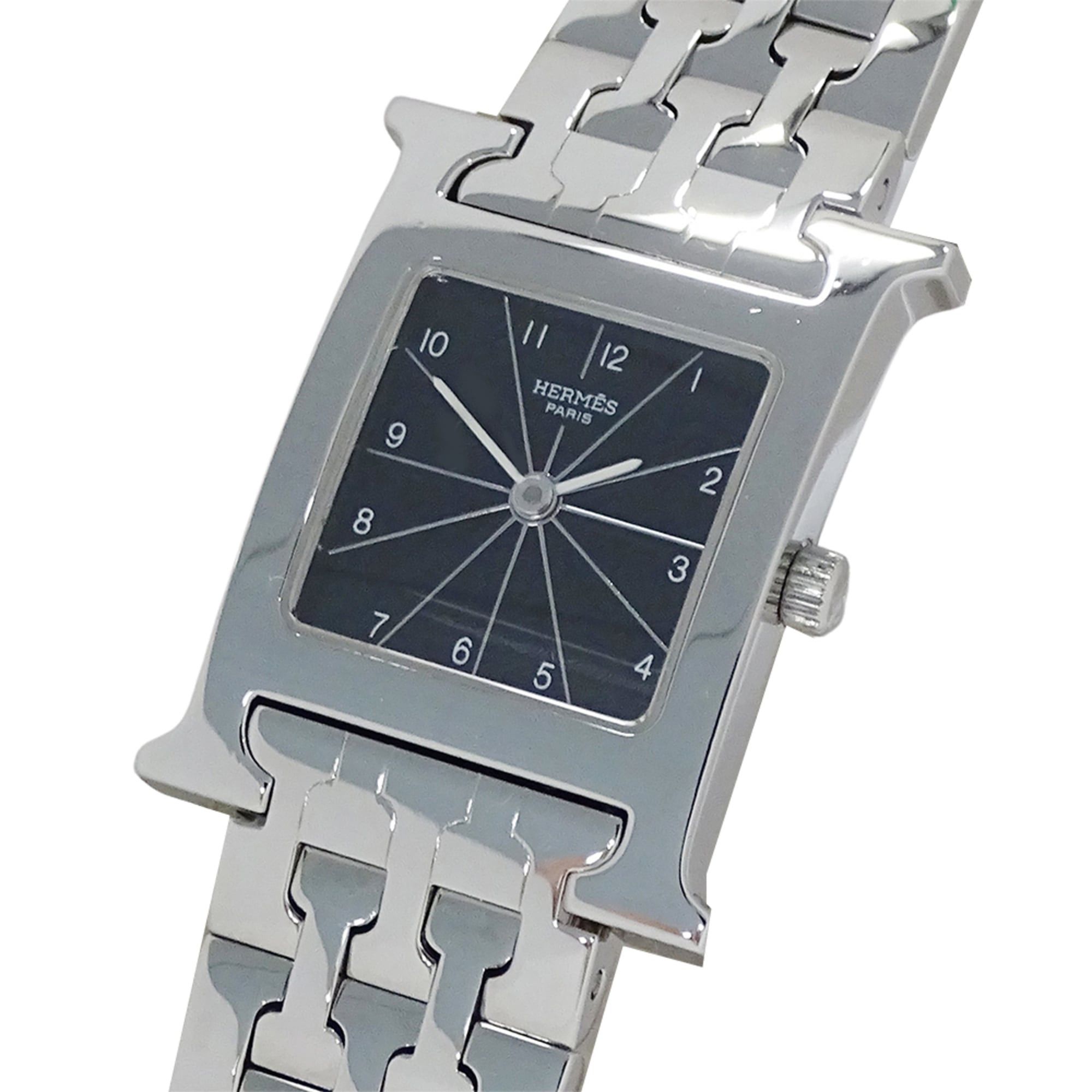 Hermes Hermes Women's Watch Brand H-Watch Quartz QZ Stainless Steel SS HH1.210 Silver Black Size ONE SIZE - 1 Thumbnail