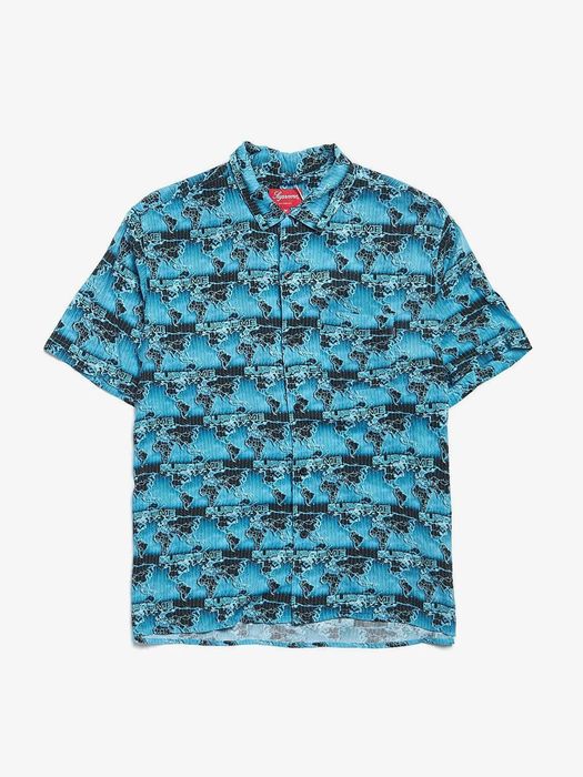 Supreme Blue And Black Ornament Logo Rayon Shirt | Grailed