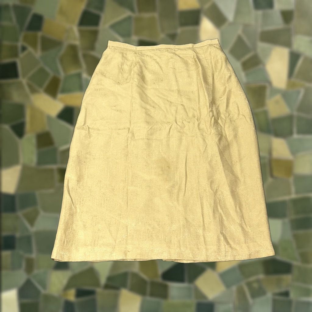 Adrianna Papell Adrianna Papell Skirt Womens 16 Gold 100% Silk Midi Pencil Career Formal Slit Lined Elastic Zip Size 38" / US 16 / IT 52 - 1 Thumbnail