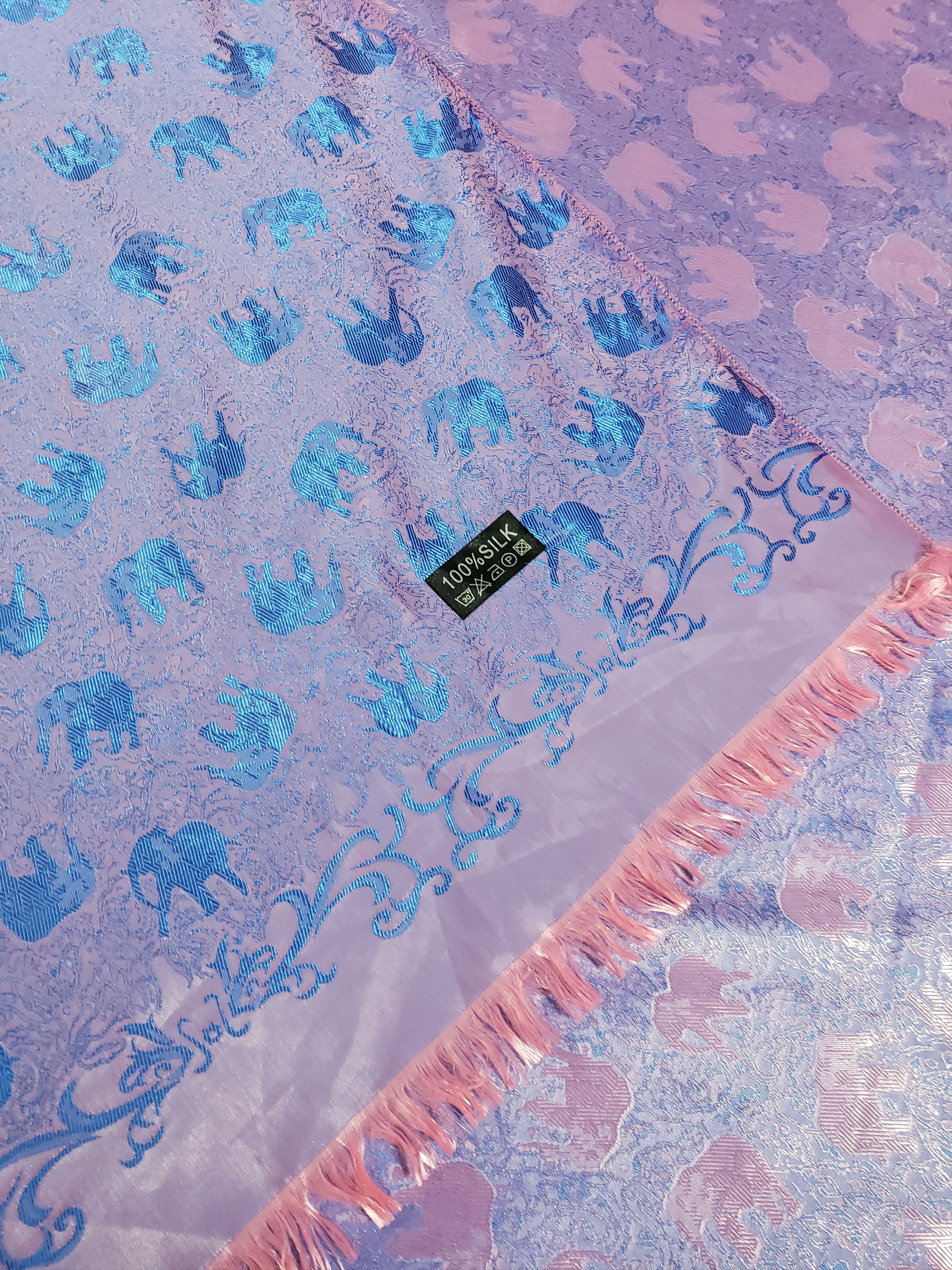 Other 100% Silk Scarf ELEPHANTS violet Size ONE SIZE - 7 Thumbnail