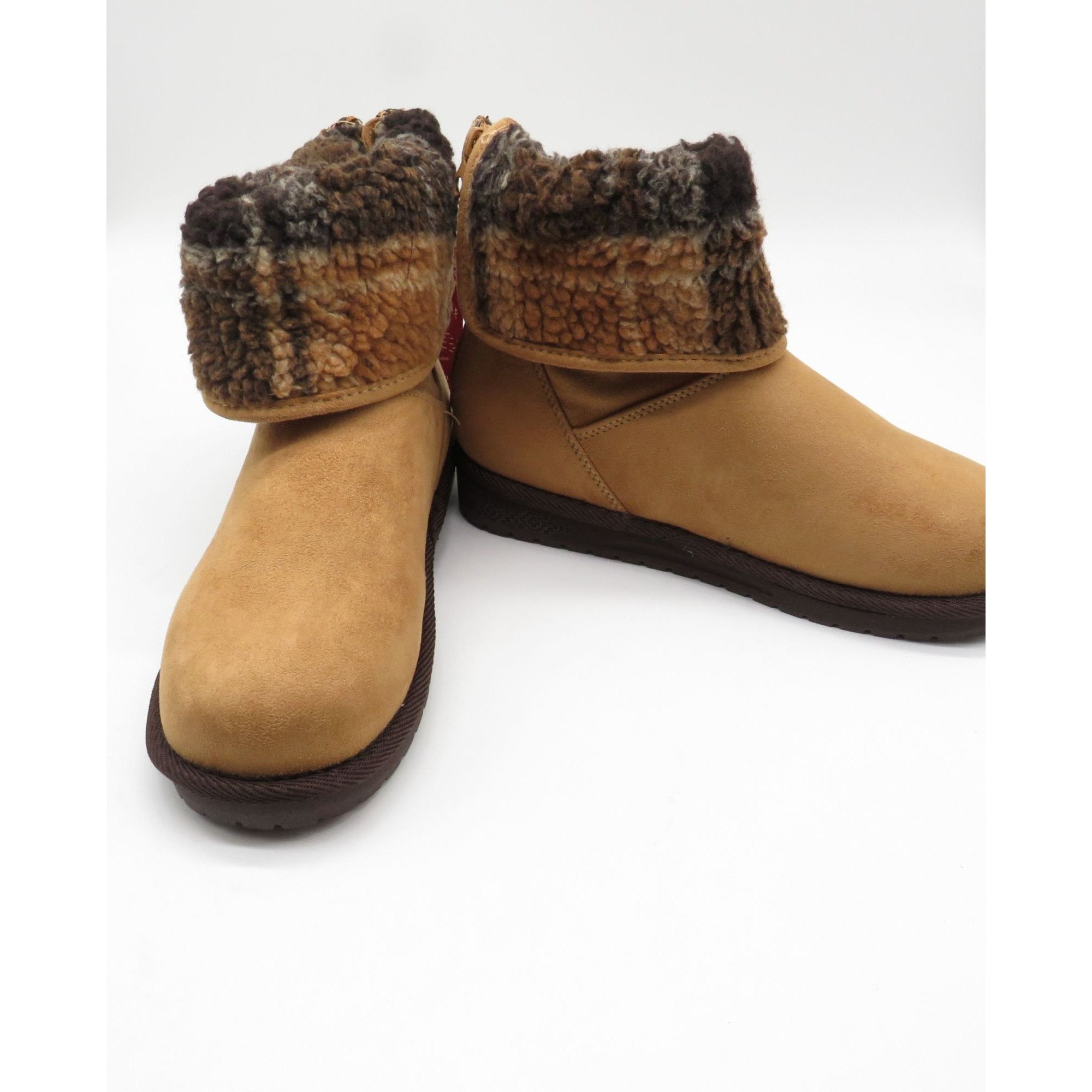Other Muk Luks Women's Essentials Tan Suede Faux Fur Ankle Boots S Size US 6 / IT 36 - 3 Thumbnail